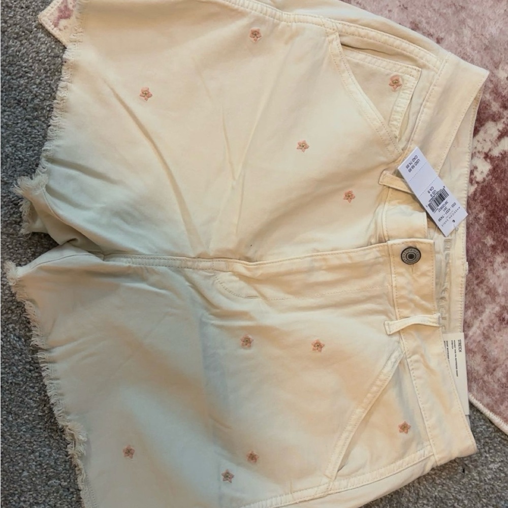 American Eagle Outfitters Cream High Waist Shorts